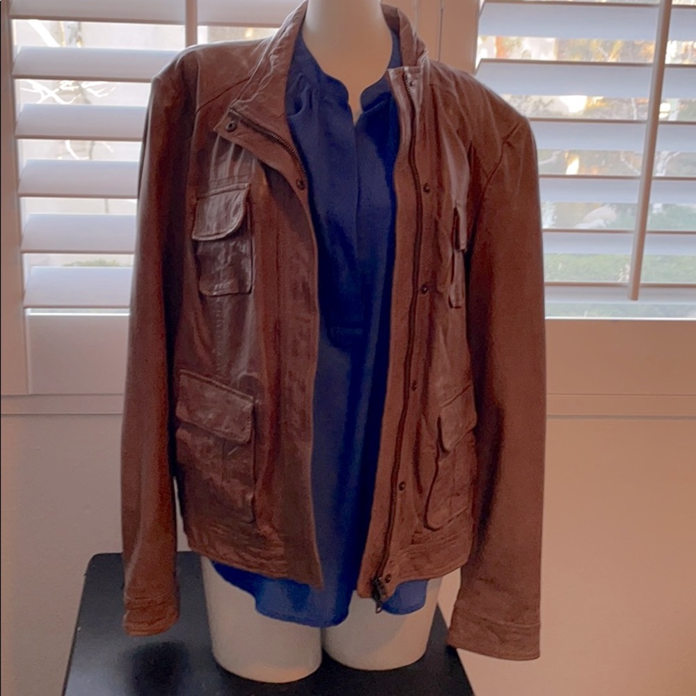 Lucky Brand leather cargo jacket